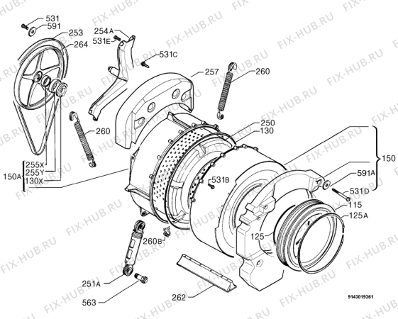 Взрыв-схема стиральной машины Faure LFV1360 - Схема узла Functional parts 267